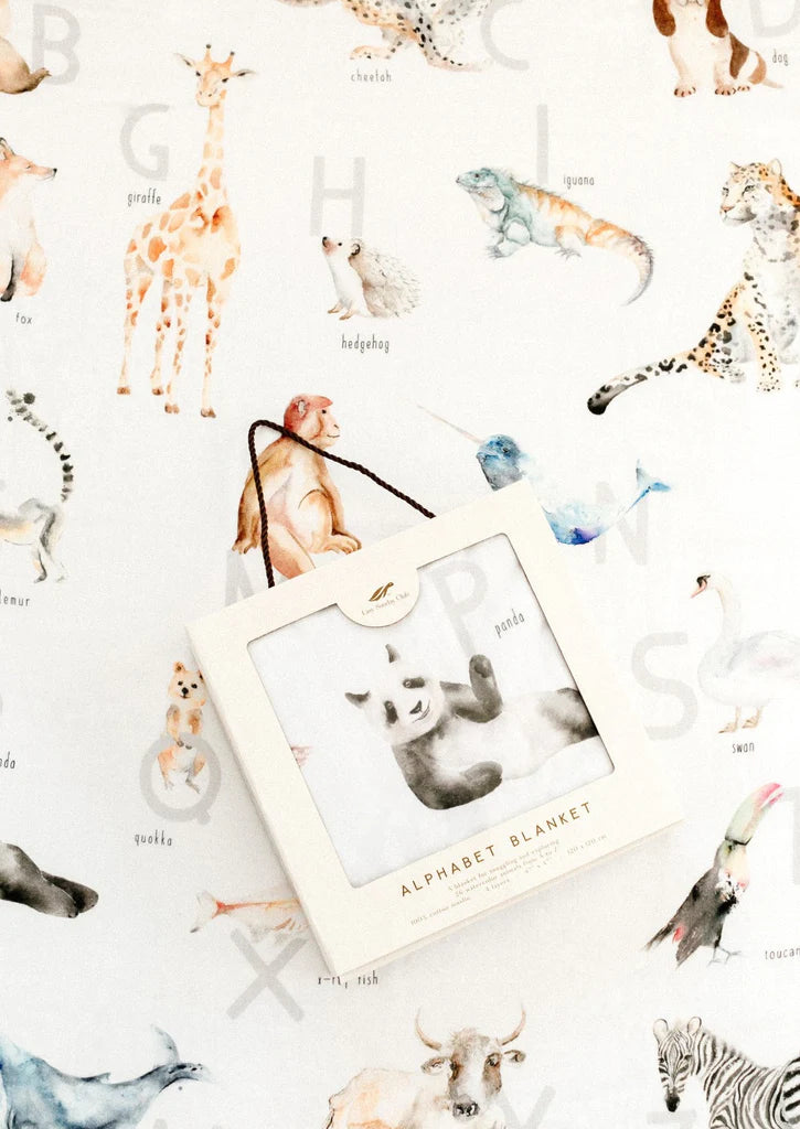 Cotton Muslin Watercolor Animal Alphabet Blanket