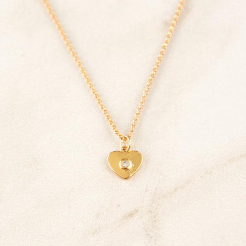 Heart with Center Crystal Necklace
