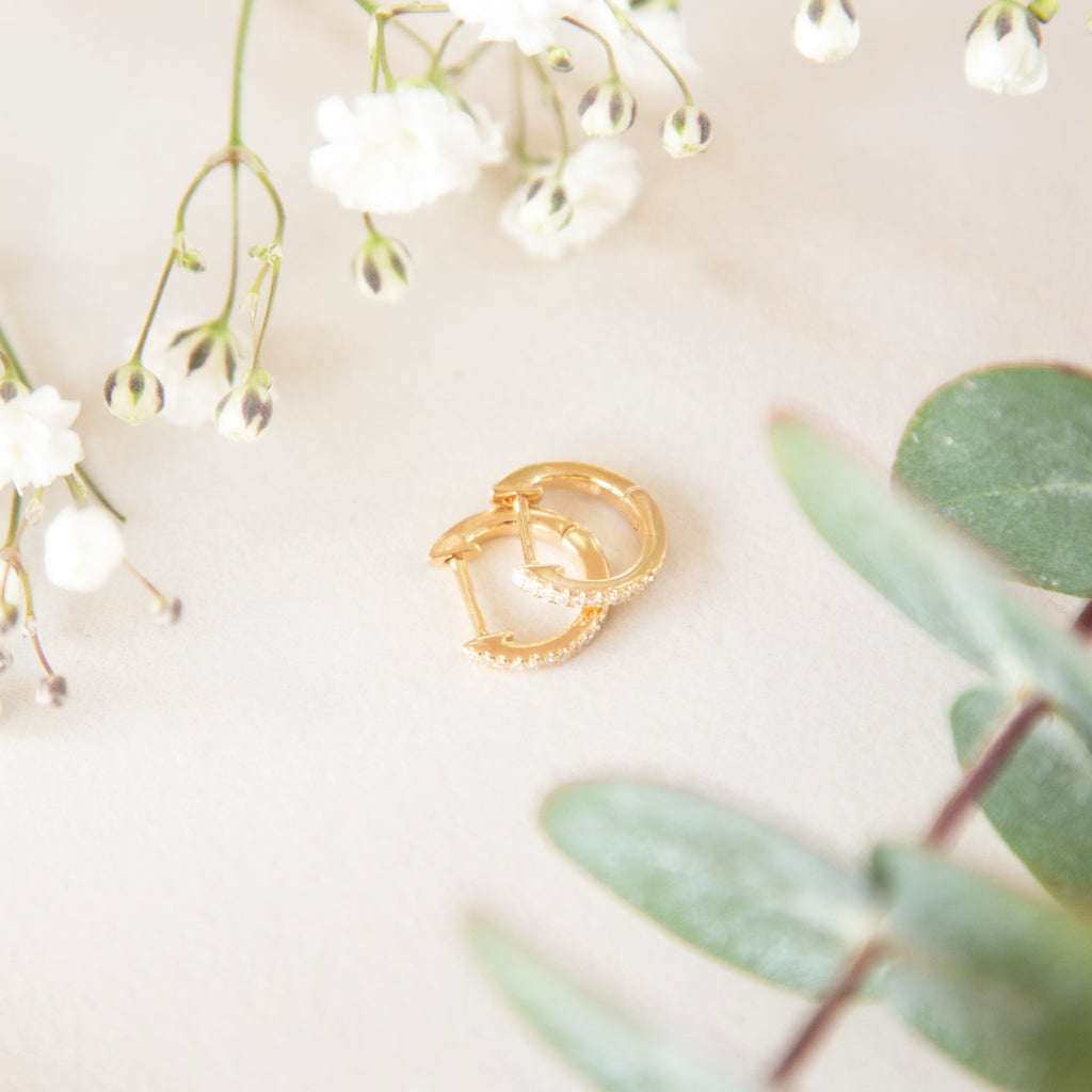 14k Gold & Diamond Huggies