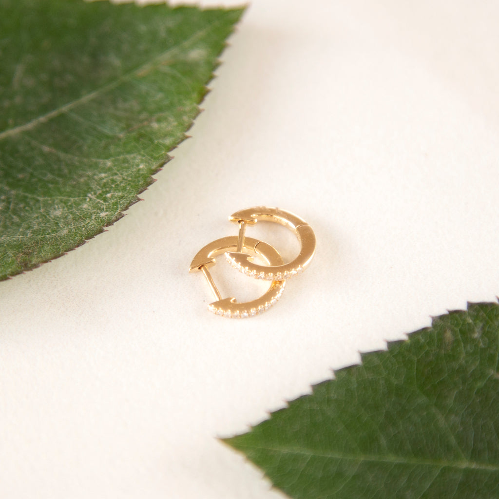 14k Gold & Diamond Huggies