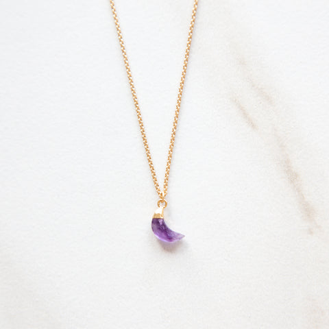 Gemstone Crescent Necklace (Gold)