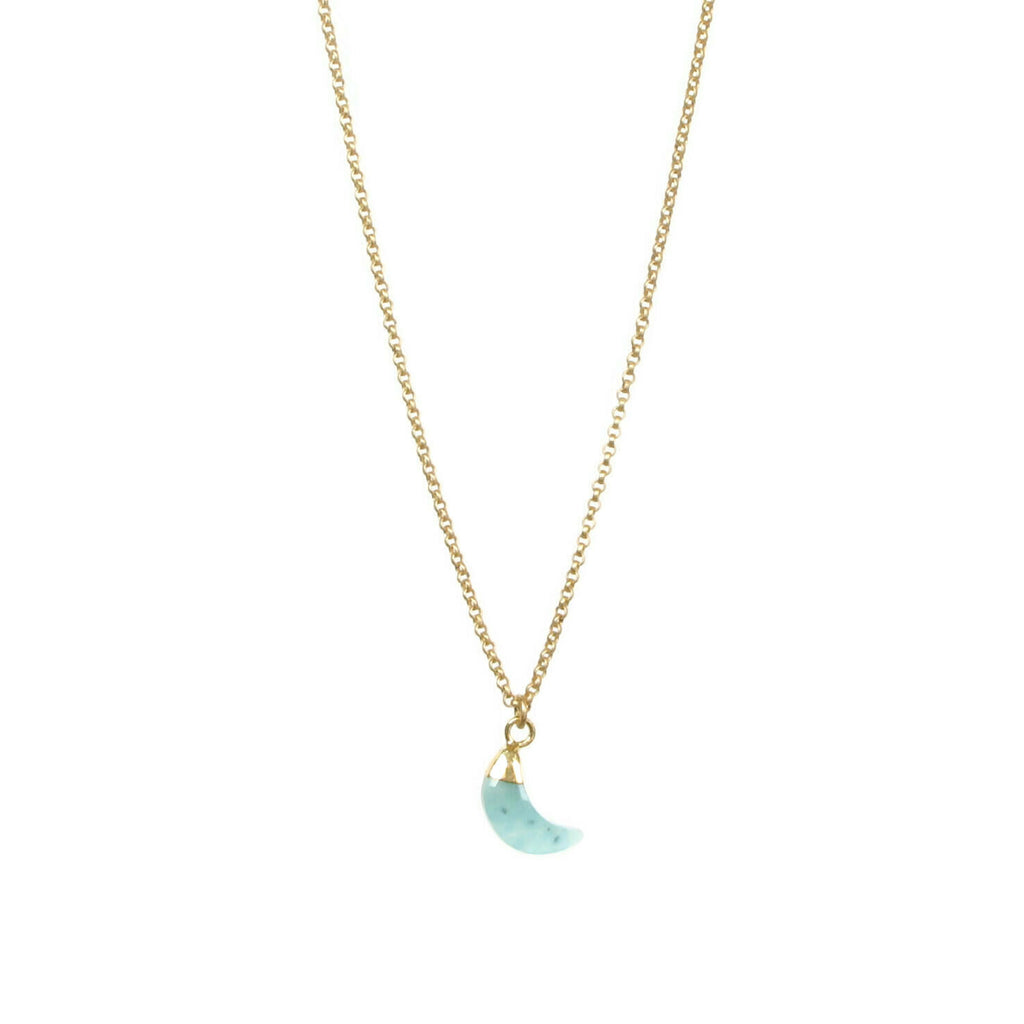 Gemstone Crescent Necklace (Gold)