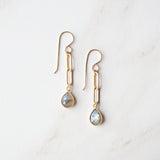 Teardrop Bezel-wrapped Gemstone Earrings (Gold)