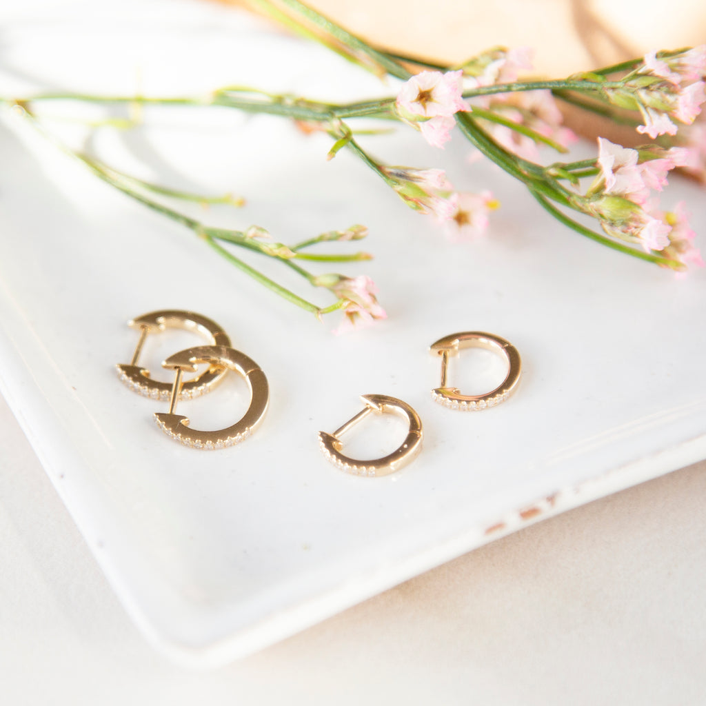 14k Gold & Diamond Huggies