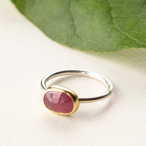 Pink Sapphire in 18k Bezel Ring