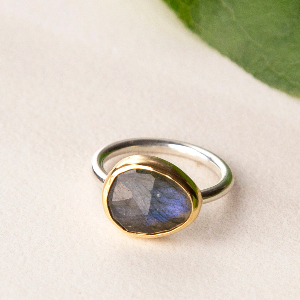 Labradorite in 18k Bezel Ring