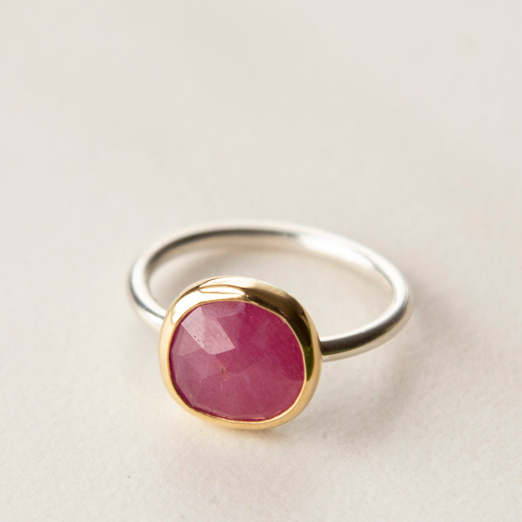 Pink Sapphire in 18k Bezel Ring