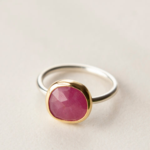 Pink Sapphire in 18k Bezel Ring