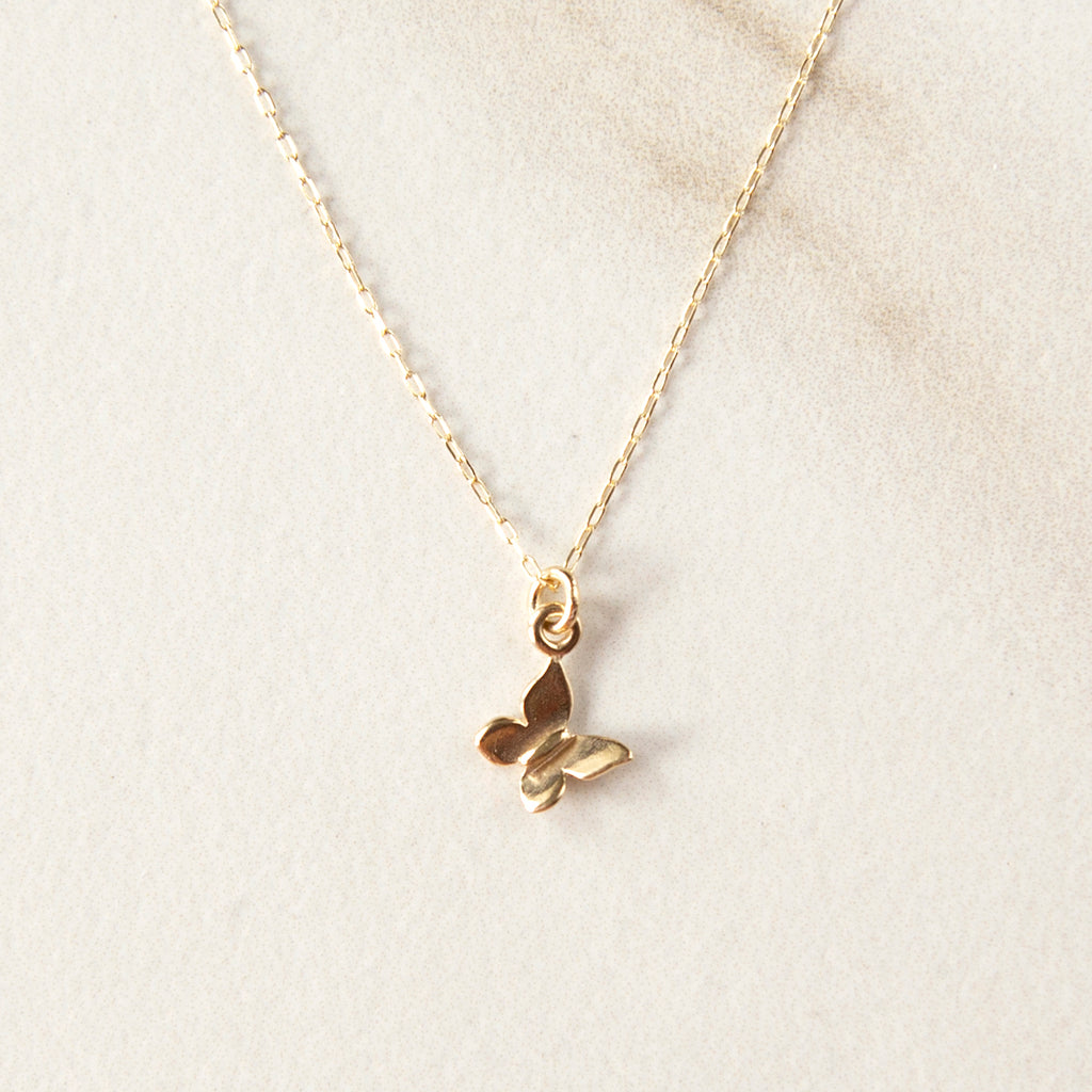 Solid 14K Butterfly Necklace