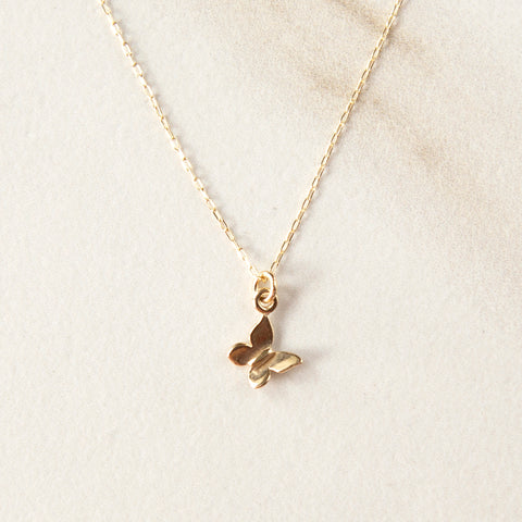 Solid 14K Butterfly Necklace