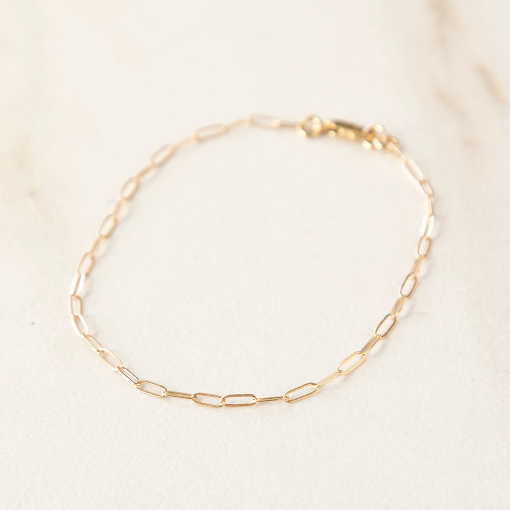 Solid 14K Paperclip Chain Bracelet