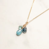 Three Gemstone Cluster Necklace (14k Gold-fill)