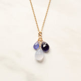 Three Gemstone Cluster Necklace (14k Gold-fill)