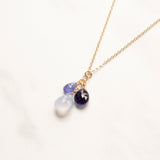 Three Gemstone Cluster Necklace (14k Gold-fill)
