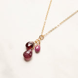 Three Gemstone Cluster Necklace (14k Gold-fill)