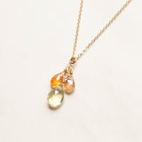 Three Gemstone Cluster Necklace (14k Gold-fill)