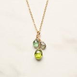 Three Gemstone Cluster Necklace (14k Gold-fill)