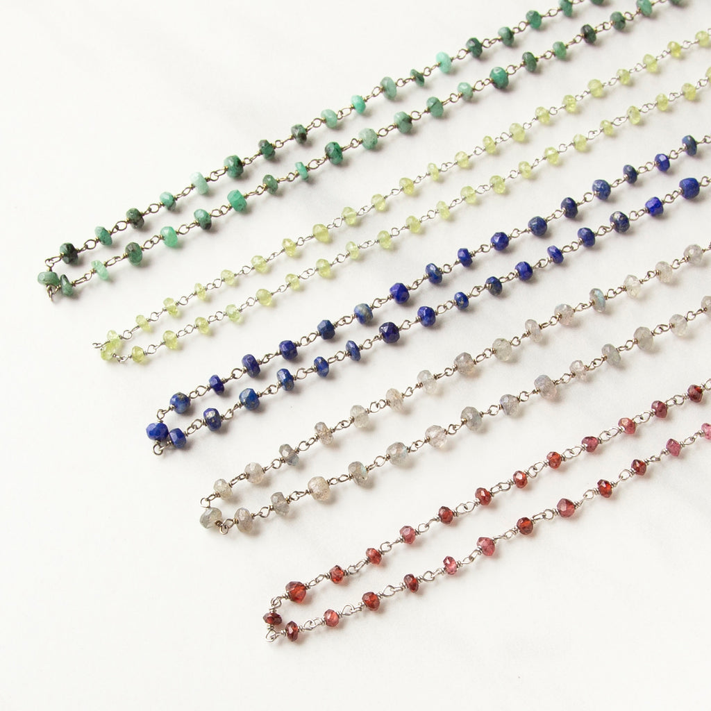 Sterling Silver Wrapped Rondelle Necklace
