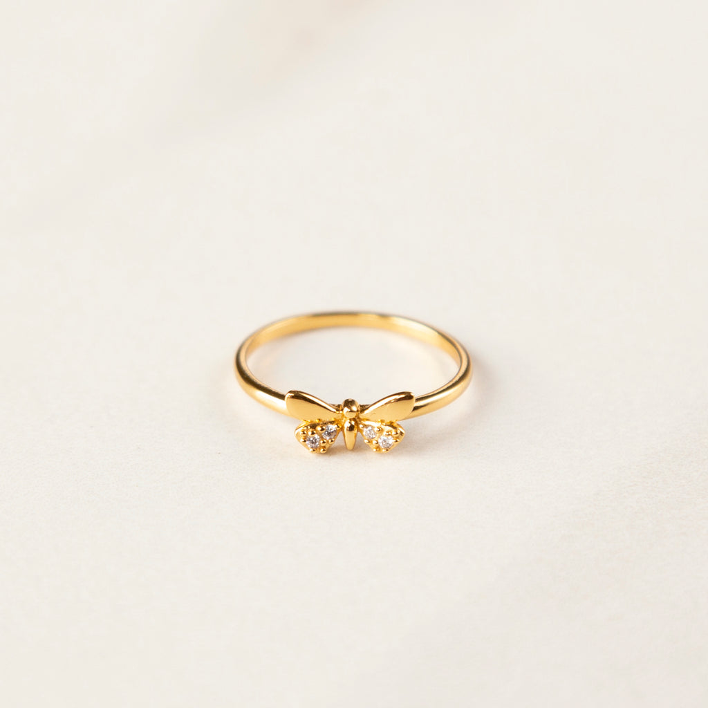 Crystal Butterfly Ring (Gold)