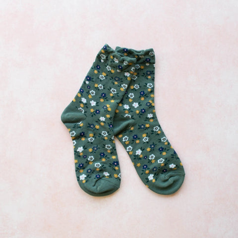Garden Flower Socks - Green