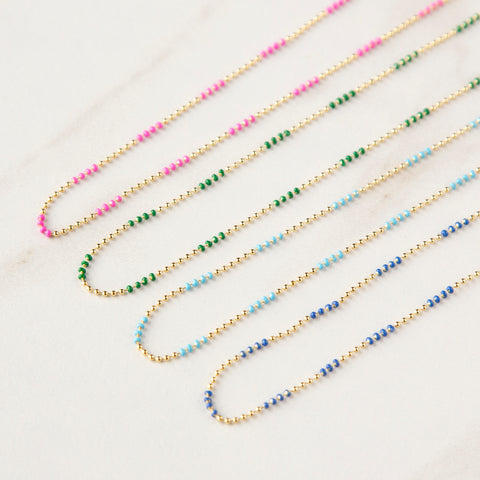 Color-Block Ball Chain Necklace (Gold)