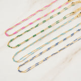 Color-Block Ball Chain Necklace (Gold)
