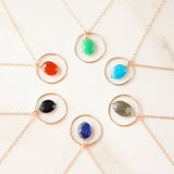 Delicate Gold Ring Necklace with Faceted Gemstone