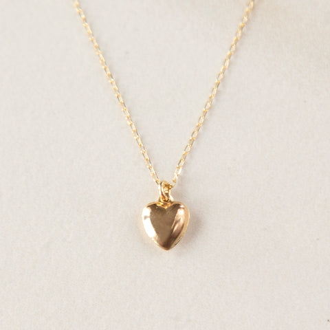 Solid 14K Puffy Heart Necklace