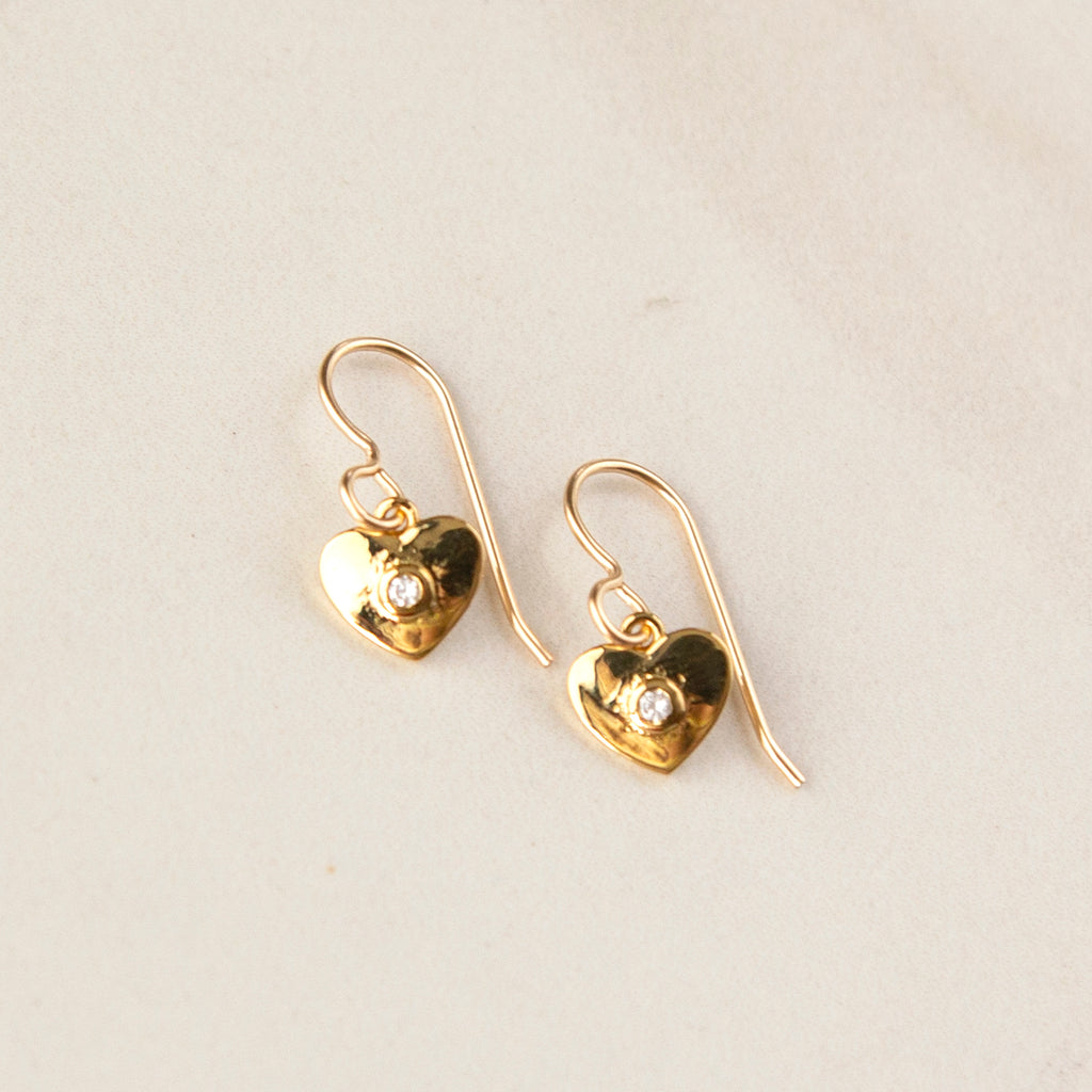 Heart with Center Crystal Earrings