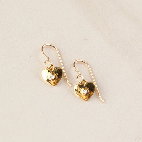 Heart with Center Crystal Earrings