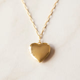 Large Heart Locket Necklace (Gold)