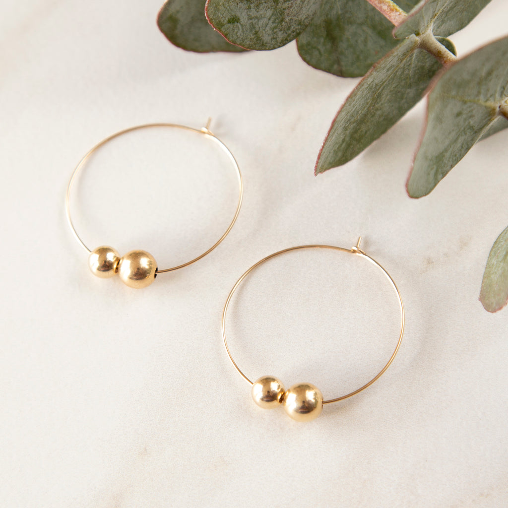 Metal Bauble Hoops (Gold Hoops)