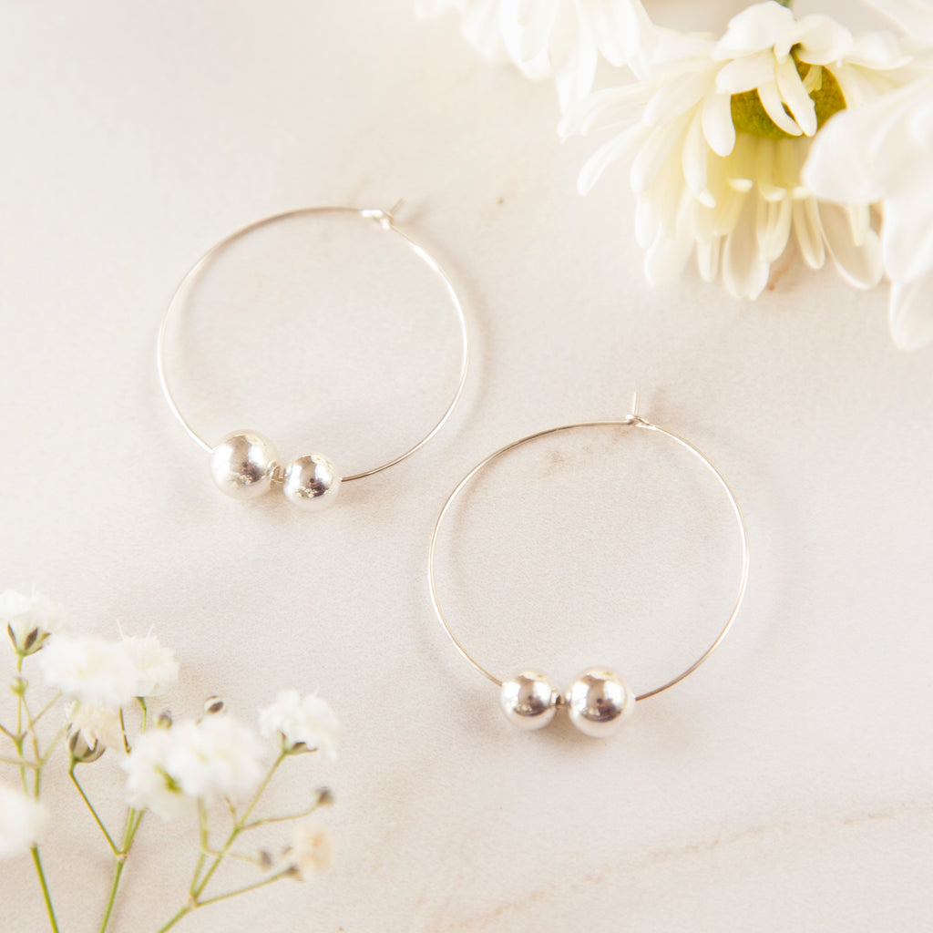 Metal Bauble Hoops (Silver Hoops)