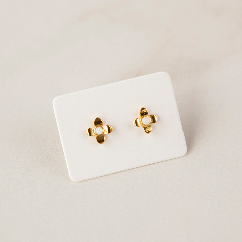 Opal Flower Studs