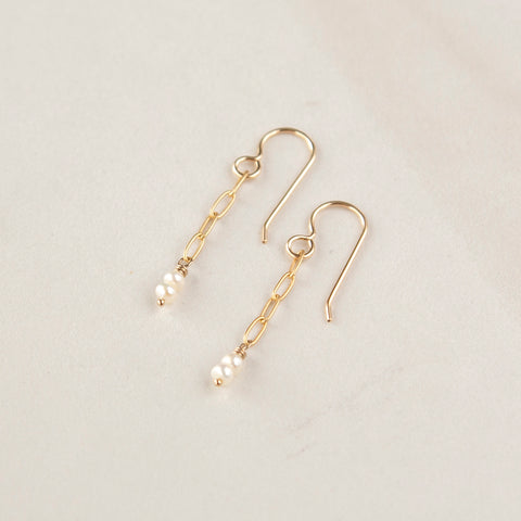 Pearl Paperclip Chain Earrings