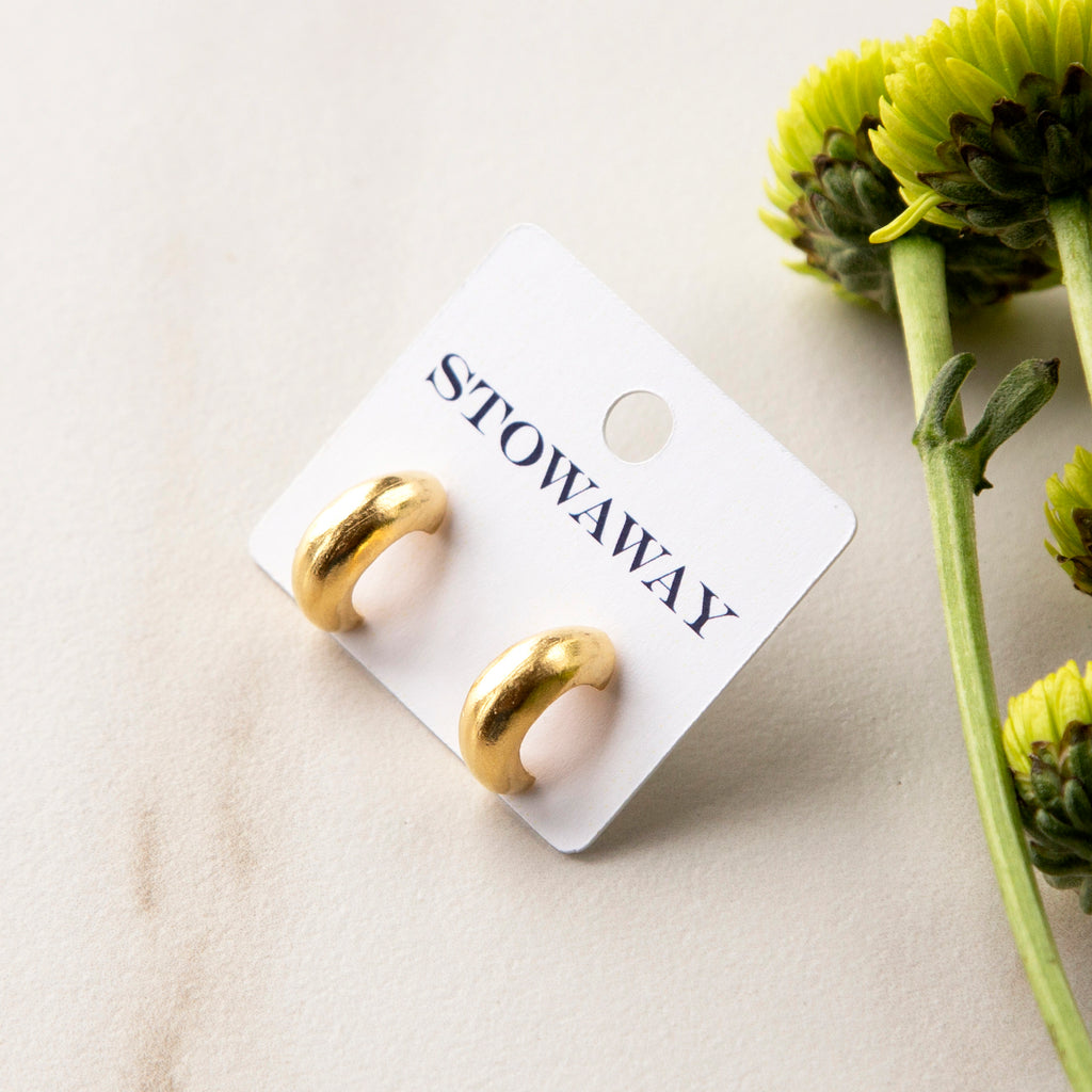 Ronni Hand-Sculpted Wide Curve Hoop Post Earrings