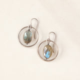 Sterling Silver Delicate Faceted Stone Earrings in Circle