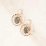 14k Gold Filled Delicate Faceted Stone Earrings in Circle