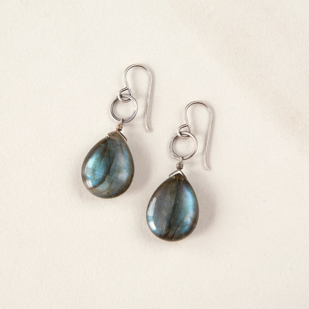 Smooth Labradorite Silver Drop Earrings