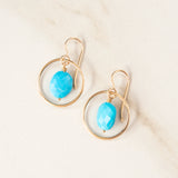14k Gold Filled Delicate Faceted Stone Earrings in Circle