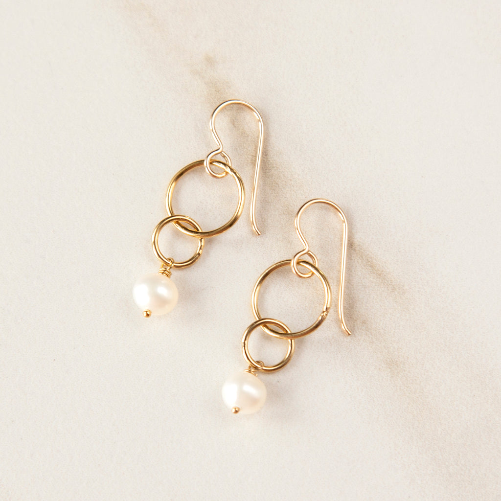 14k Gold Filled Pearl Drop Earrings