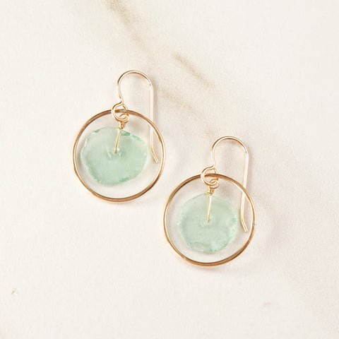 14k Gold Filled Ancient Glass Earrings