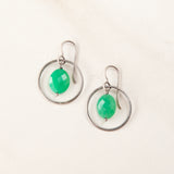 Sterling Silver Delicate Faceted Stone Earrings in Circle