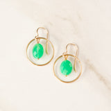 14k Gold Filled Delicate Faceted Stone Earrings in Circle