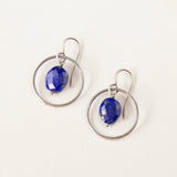Sterling Silver Delicate Faceted Stone Earrings in Circle