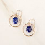 14k Gold Filled Delicate Faceted Stone Earrings in Circle