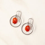 Sterling Silver Delicate Faceted Stone Earrings in Circle