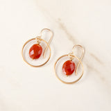 14k Gold Filled Delicate Faceted Stone Earrings in Circle