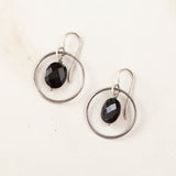 Sterling Silver Delicate Faceted Stone Earrings in Circle