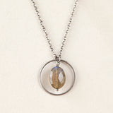 Delicate Silver Ring Necklace with Faceted Gemstone